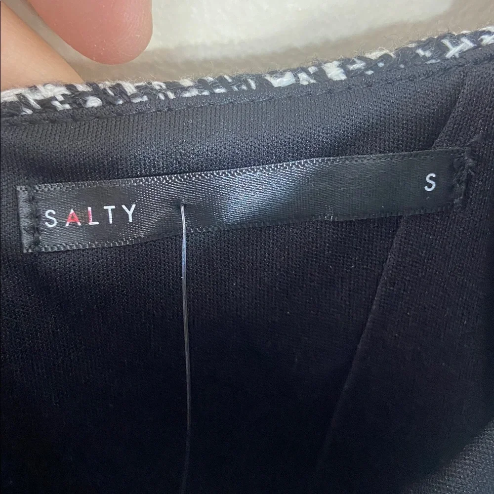 Salty Tweed Mini Dress Bustier Underwire Black White Structured Bodycon Small - Picture 4 of 7